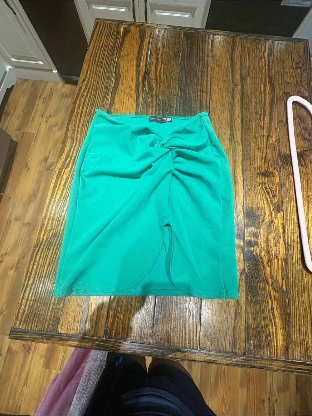 Twist-Front Green strapless top